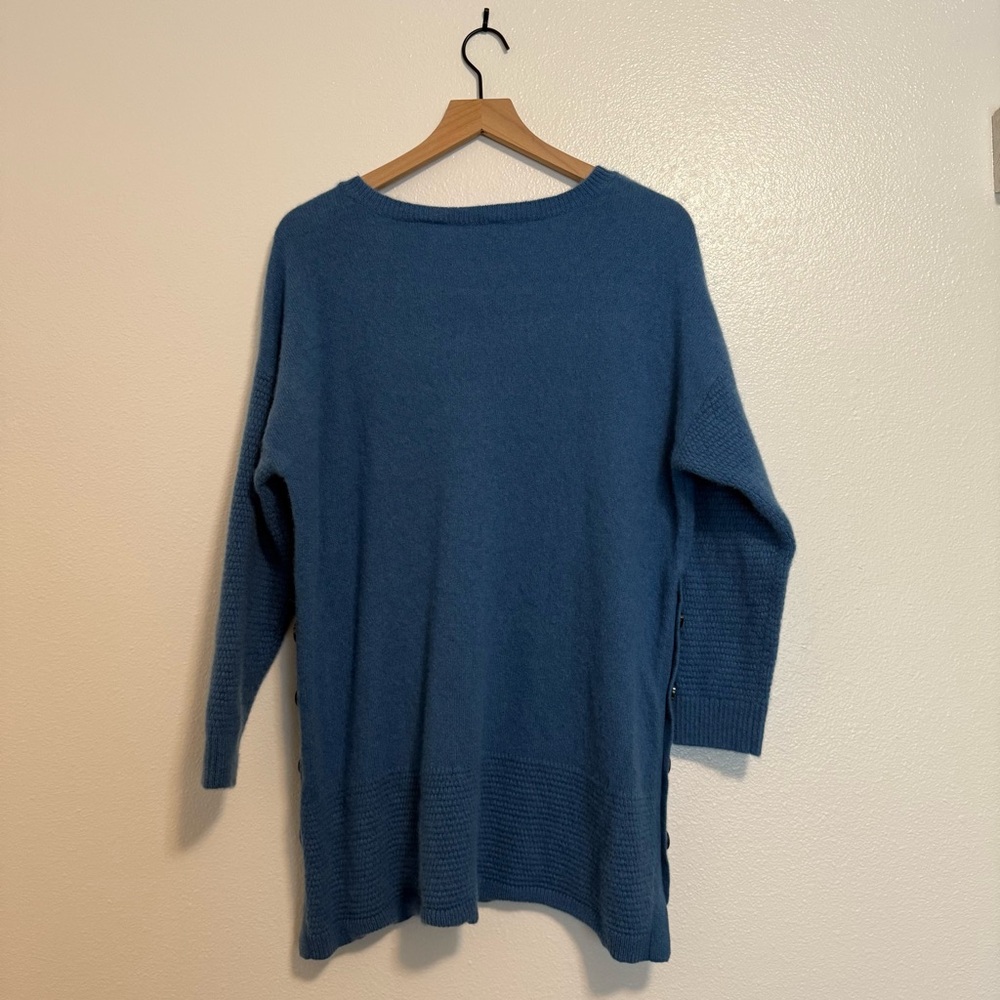 Soft Surroundings - Aisling Cashmere Blue Button Accent Long Sleeve Sweater - 1X - Picture 3 of 10
